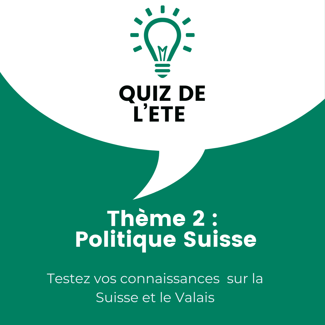 Lire la suite à propos de l’article QUIZ DE l’ETE 2 : Politique Suisse